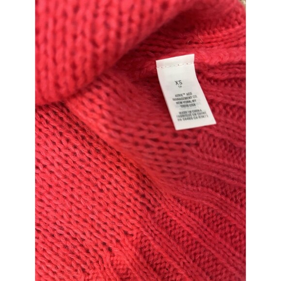 Aerie women Happy Place Cable Knit Sweater sz XS Salmon Pink Oversize Wool Blend - Picture 6 of 7